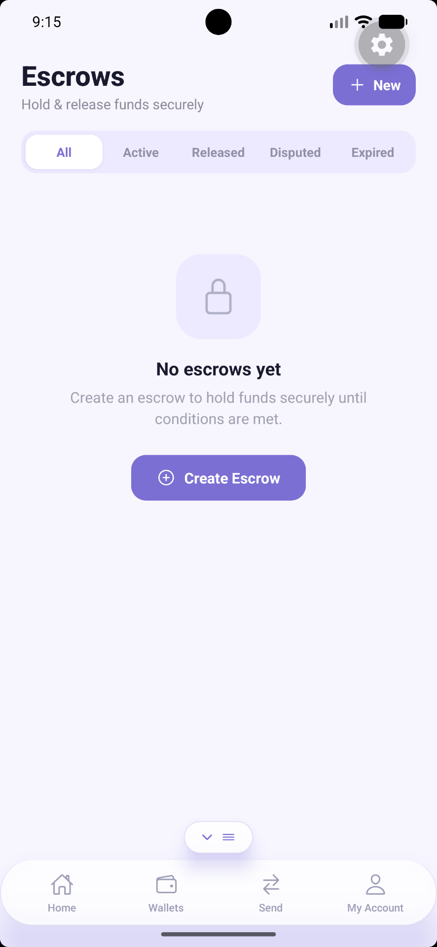 Nightfall app escrows screen